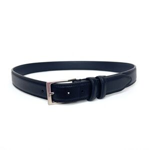Florsheim Shoe Company Black Leather Belt With Silver Buckle Approximate Size 36